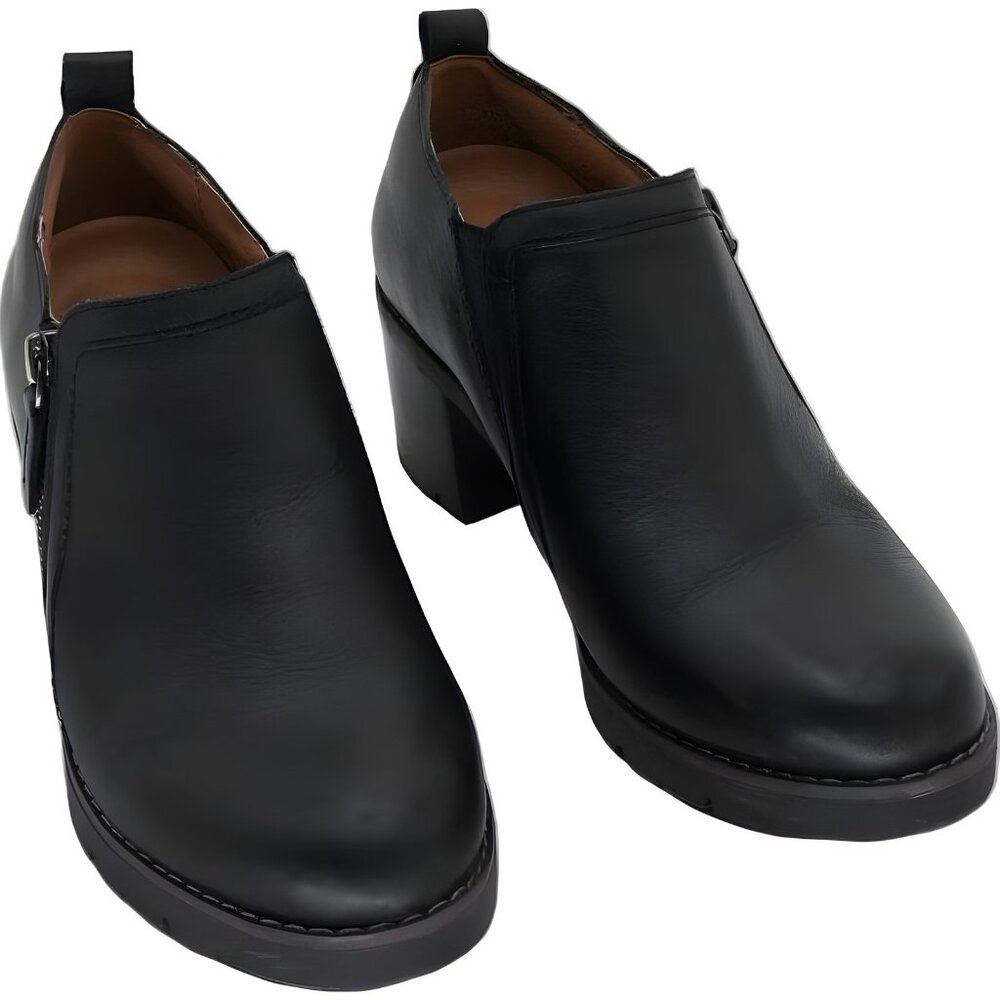 Easy Spirit Black Leather Heeled Ankle Boots